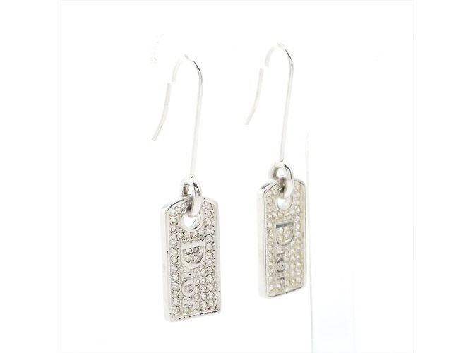 Dior Orecchini con targhetta impreziosita da strass argento - vista 3