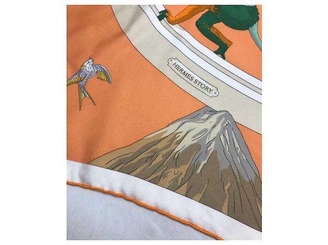 Hermès *** HERMES Kare90 Sciarpa di seta Hermes Story Arancione - vista 2