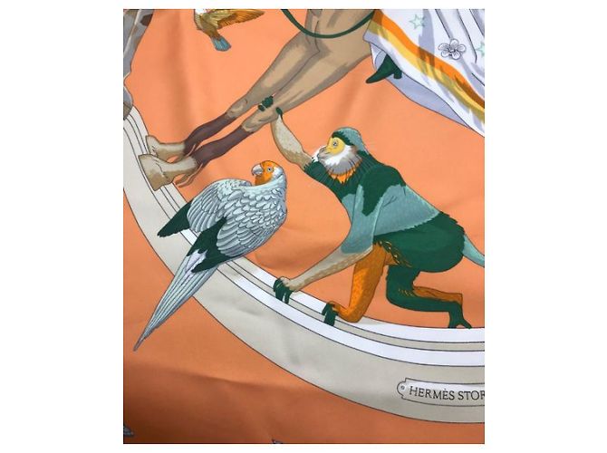 Hermès *** HERMES Kare90 Sciarpa di seta Hermes Story Arancione - vista 3