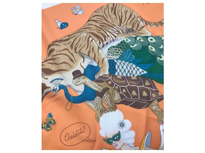 Hermès *** HERMES Kare90 Sciarpa di seta Hermes Story Arancione - vista 5