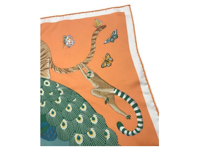 Hermès *** HERMES Kare90 Sciarpa di seta Hermes Story Arancione - vista 7
