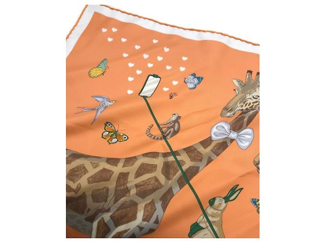 Hermès *** HERMES Kare90 Sciarpa di seta Hermes Story Arancione - vista 8