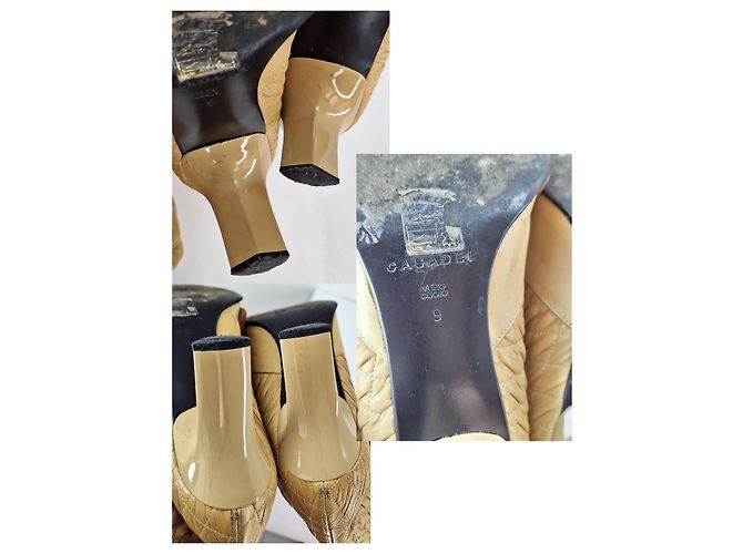 #casadei #beige #Leder #gesteppte #Stiefel mit Absatz Braun Roh Senf Cognac Aus weiß Karamell - Ansicht 10