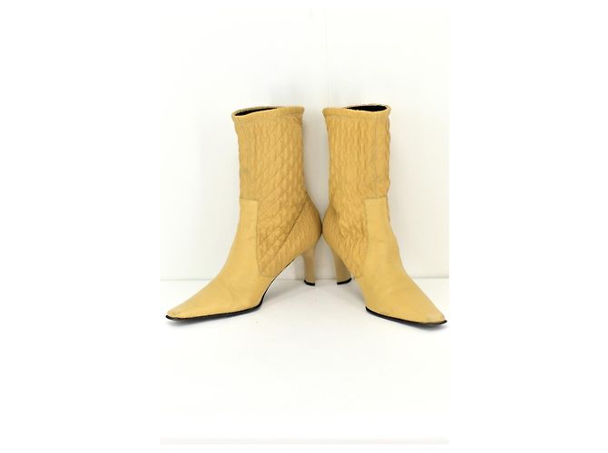 #casadei #beige #Leder #gesteppte #Stiefel mit Absatz Braun Roh Senf Cognac Aus weiß Karamell - Ansicht 11