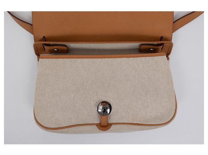 Borsa Hermès Colorado marrone in vitello martellato e tela - vista 10
