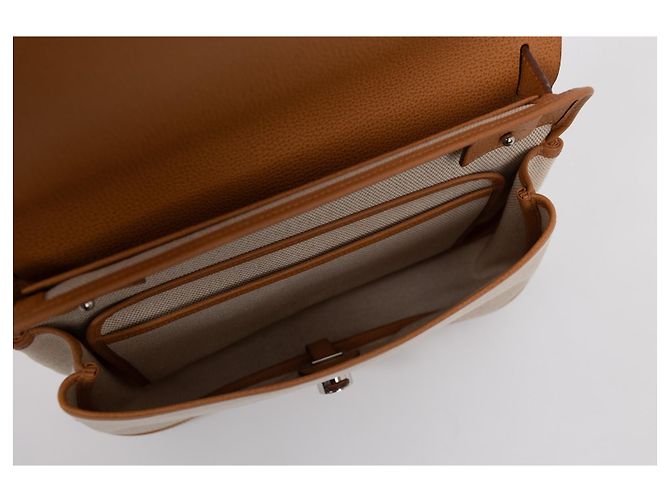 Borsa Hermès Colorado marrone in vitello martellato e tela - vista 11