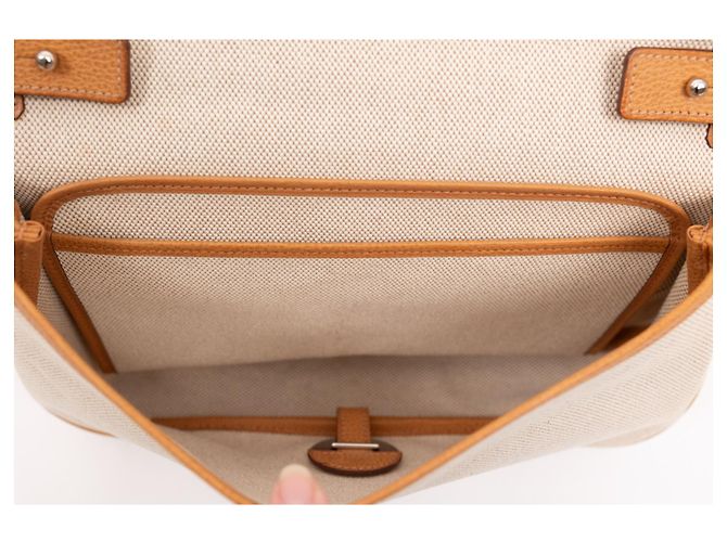 Borsa Hermès Colorado marrone in vitello martellato e tela - vista 12