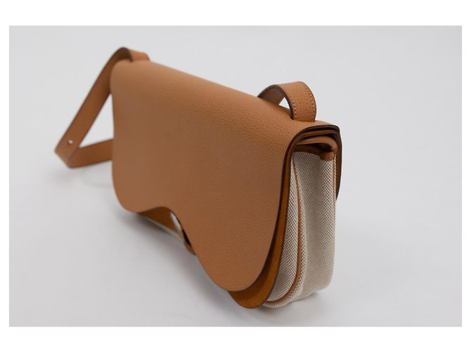 Borsa Hermès Colorado marrone in vitello martellato e tela - vista 2