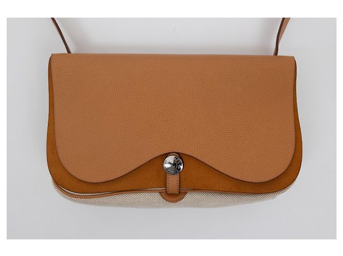 Borsa Hermès Colorado marrone in vitello martellato e tela - vista 5