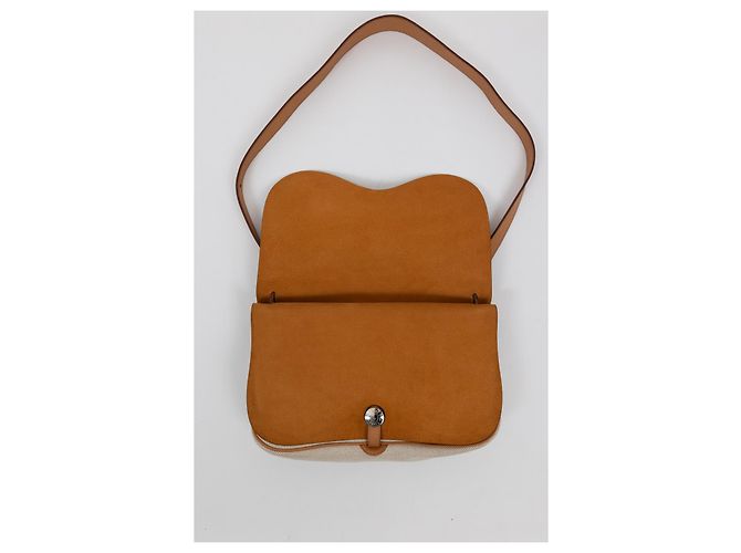 Borsa Hermès Colorado marrone in vitello martellato e tela - vista 8