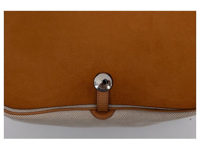 Borsa Hermès Colorado marrone in vitello martellato e tela - vista 9