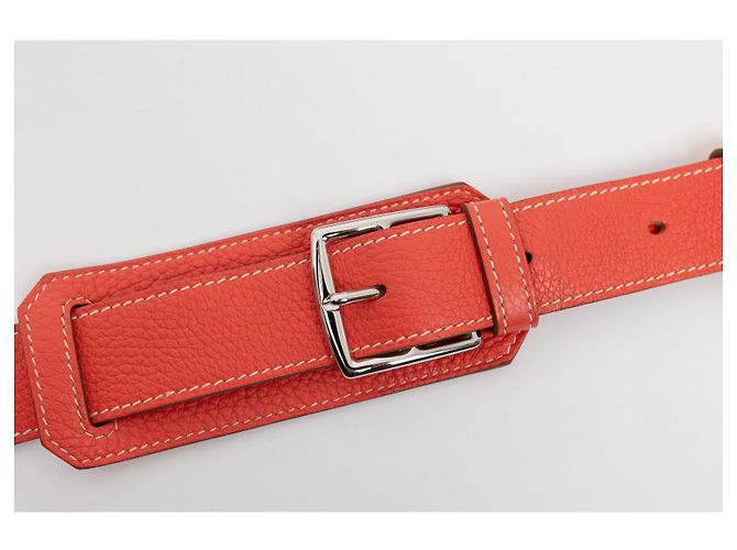 Jypsiere Hermès Jypsière Borsa a tracolla in pelle Corallo - vista 12