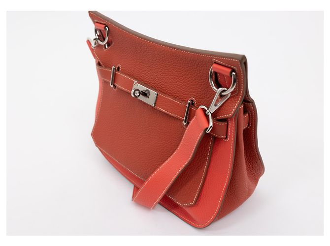 Jypsiere Hermès Jypsière Borsa a tracolla in pelle Corallo - vista 2