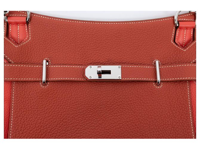 Jypsiere Hermès Jypsière Borsa a tracolla in pelle Corallo - vista 3