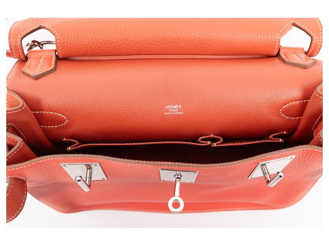 Jypsiere Hermès Jypsière Borsa a tracolla in pelle Corallo - vista 6