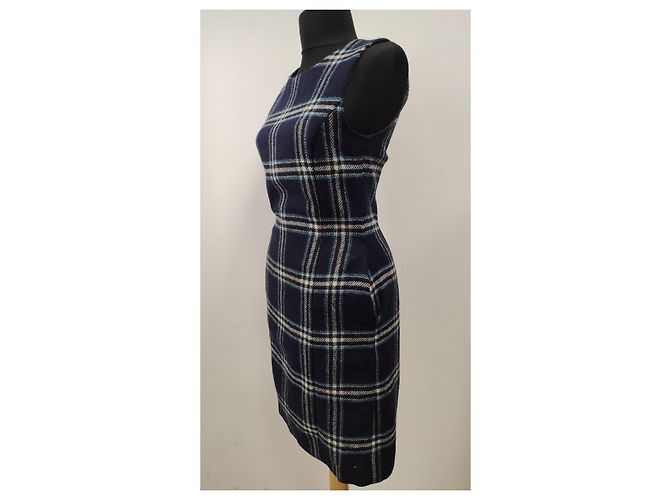 Hobbs Wollkleid mit Schottenkaro Blau - Ansicht 2