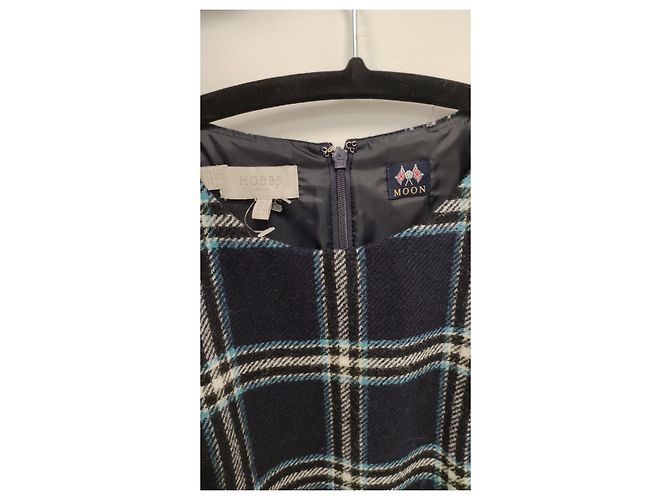 Hobbs Wollkleid mit Schottenkaro Blau - Ansicht 4