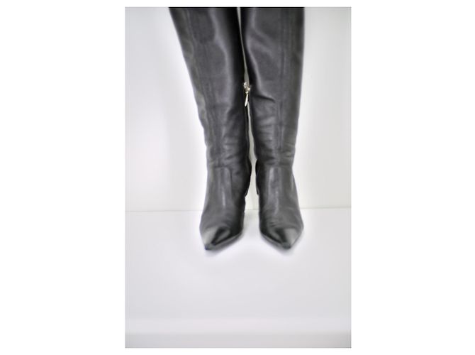Botas Sergio Rossi de piel negra con punta afilada Negro - vista 10