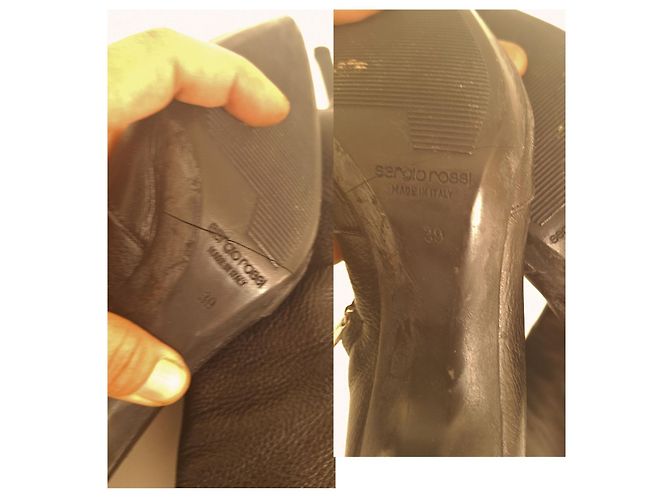 Botas Sergio Rossi de piel negra con punta afilada Negro - vista 11