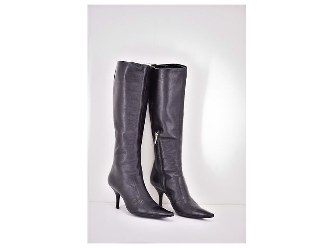 Botas Sergio Rossi de piel negra con punta afilada Negro - vista 2