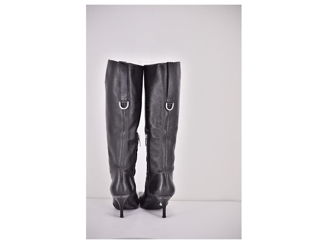 Botas Sergio Rossi de piel negra con punta afilada Negro - vista 4