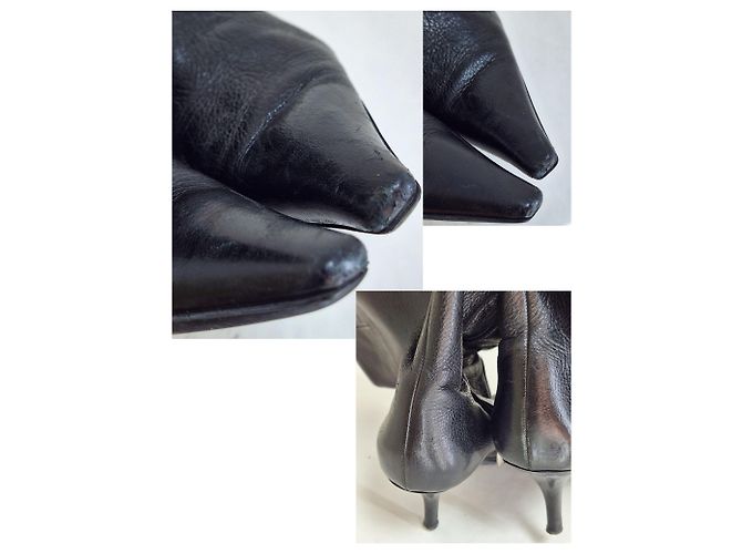 Botas Sergio Rossi de piel negra con punta afilada Negro - vista 5