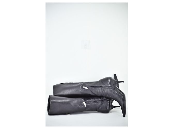 Botas Sergio Rossi de piel negra con punta afilada Negro - vista 7