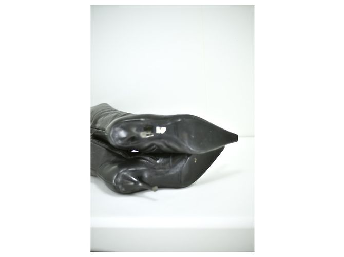 Botas Sergio Rossi de piel negra con punta afilada Negro - vista 9