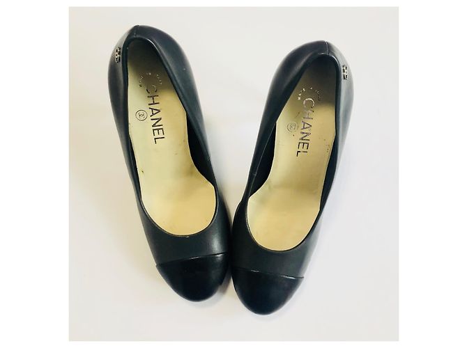 Tacchi con plateau Chanel grigio scuro e nero in pelle Grigio antracite - vista 7