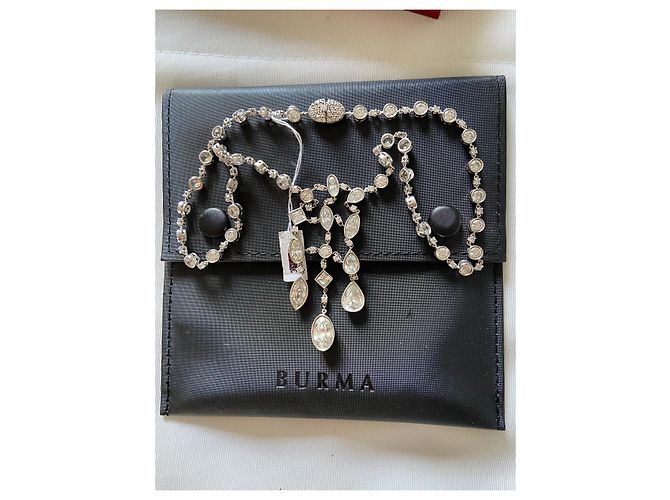 Collana Burma in argento rodiato e burmalite Bianco - vista 2