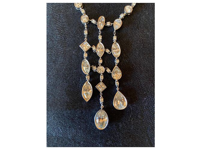 Collana Burma in argento rodiato e burmalite Bianco - vista 3