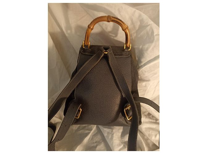 Gucci Bamboo Rucksack dunkelblau Wildleder - Ansicht 10