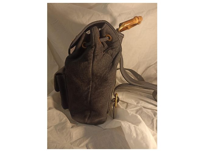 Gucci Bamboo Rucksack dunkelblau Wildleder - Ansicht 11