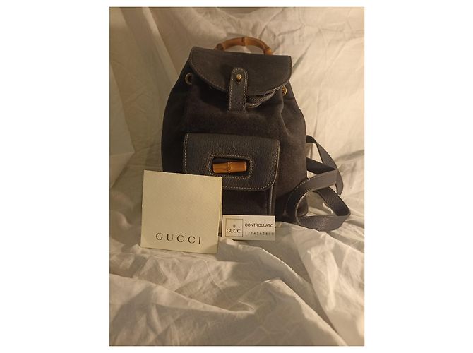 Gucci Bamboo Rucksack dunkelblau Wildleder - Ansicht 2