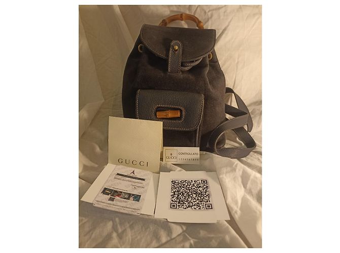 Gucci Bamboo Rucksack dunkelblau Wildleder - Ansicht 3