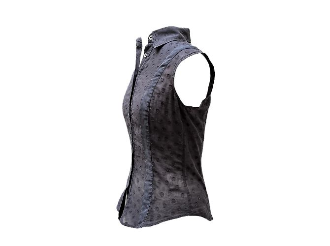 Versace Camisa sin mangas Pisace de seda negra M Negro - vista 2