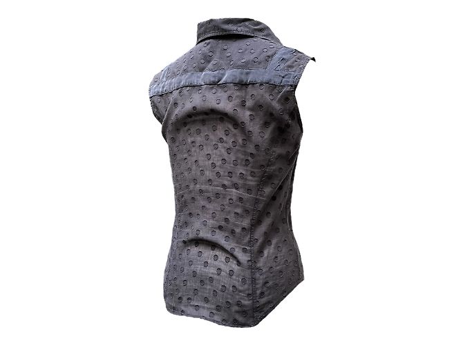 Versace Camisa sin mangas Pisace de seda negra M Negro - vista 5
