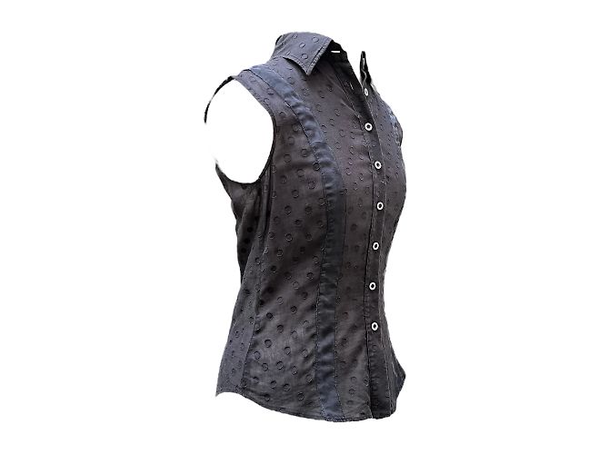 Versace Camisa sin mangas Pisace de seda negra M Negro - vista 6