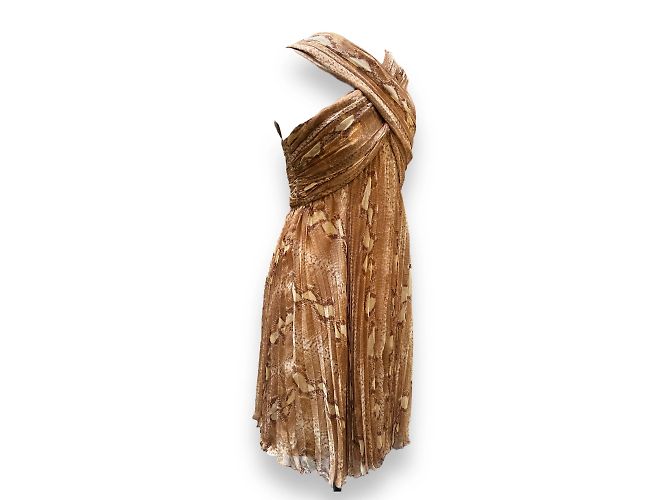 Vestido Christian Dior de seda estampado Python Marrón S Castaño - vista 2