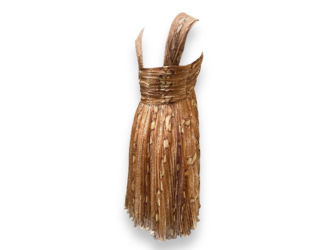 Vestido Christian Dior de seda estampado Python Marrón S Castaño - vista 3