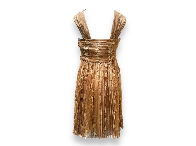 Vestido Christian Dior de seda estampado Python Marrón S Castaño - vista 4