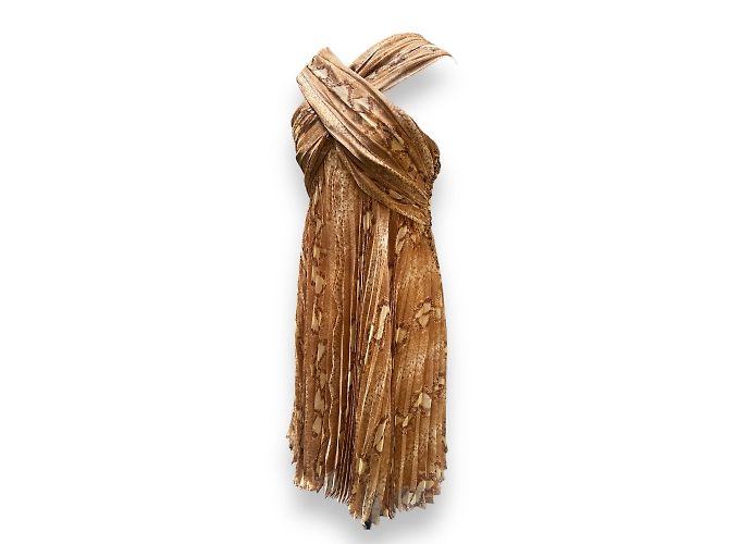 Vestido Christian Dior de seda estampado Python Marrón S Castaño - vista 7