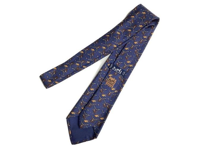 Hermès tie navy blue silk - view 2