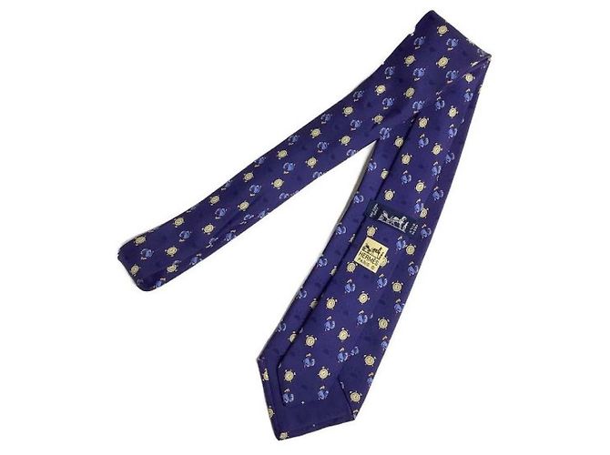 Hermès Krawatte aus Seide marineblau - Ansicht 2