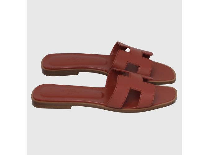 Hermès Orange Brulee Oran Sandale - Ansicht 4