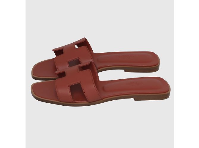 Hermès Orange Brulee Oran Sandale - Ansicht 5