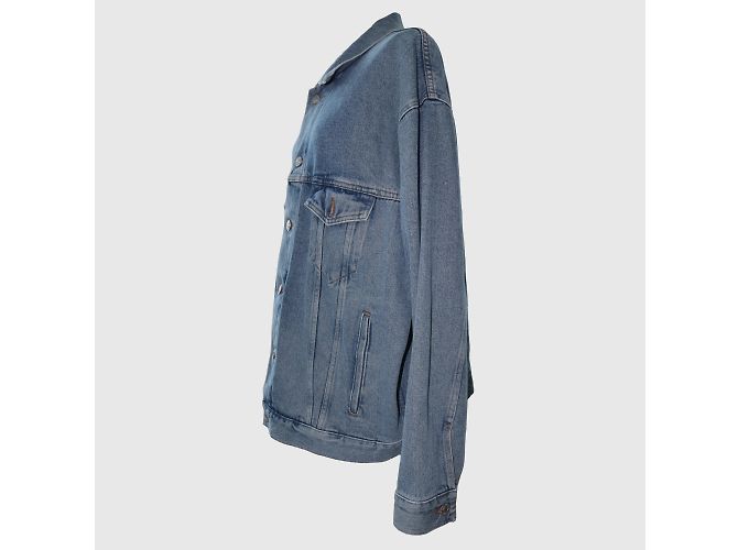 Balenciaga Light Blue Multi Language Logo Print Denim Jacket - view 2