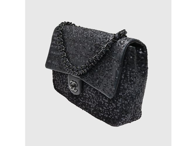 Chanel Schwarze Pailletten-Tasche „Moonlight On Water“ mit einer Klappe - Ansicht 2