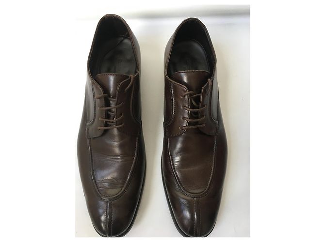 Ermenegildo Zegna Scarpe Uomo in Pelle Marrone con Lacci Marrone scuro - vista 2