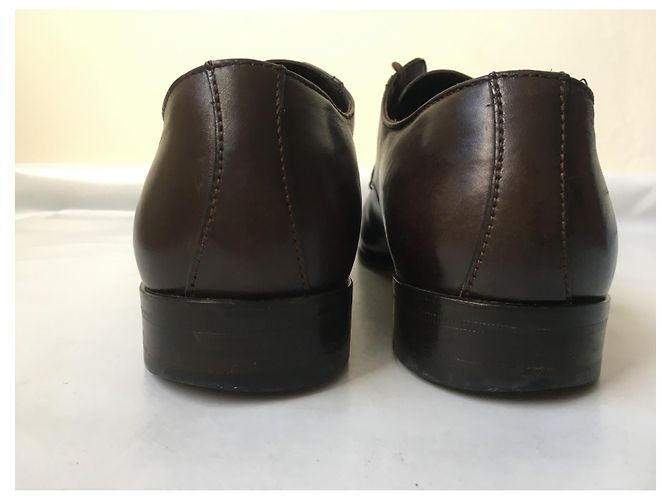 Ermenegildo Zegna Scarpe Uomo in Pelle Marrone con Lacci Marrone scuro - vista 4